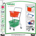 2-Tier Double Basket Shopping Basket Trolley